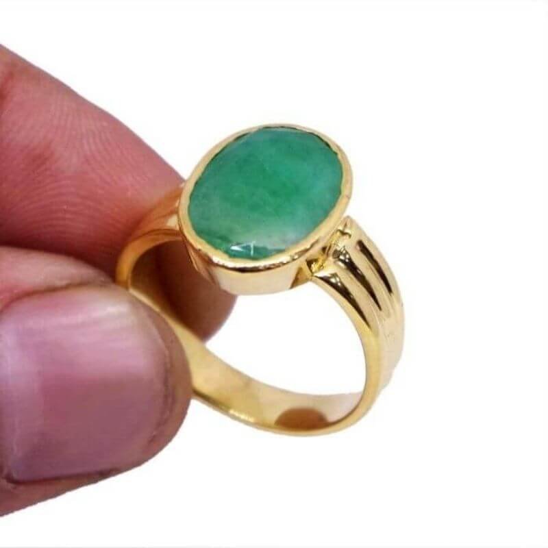 LMDLACHAMA 16.00 Ratti /15.50 Carat Natural Certified Emerald Panna  Gemstone Gold Plated Adjustable Ring For Women And Men : Amazon.in: Fashion
