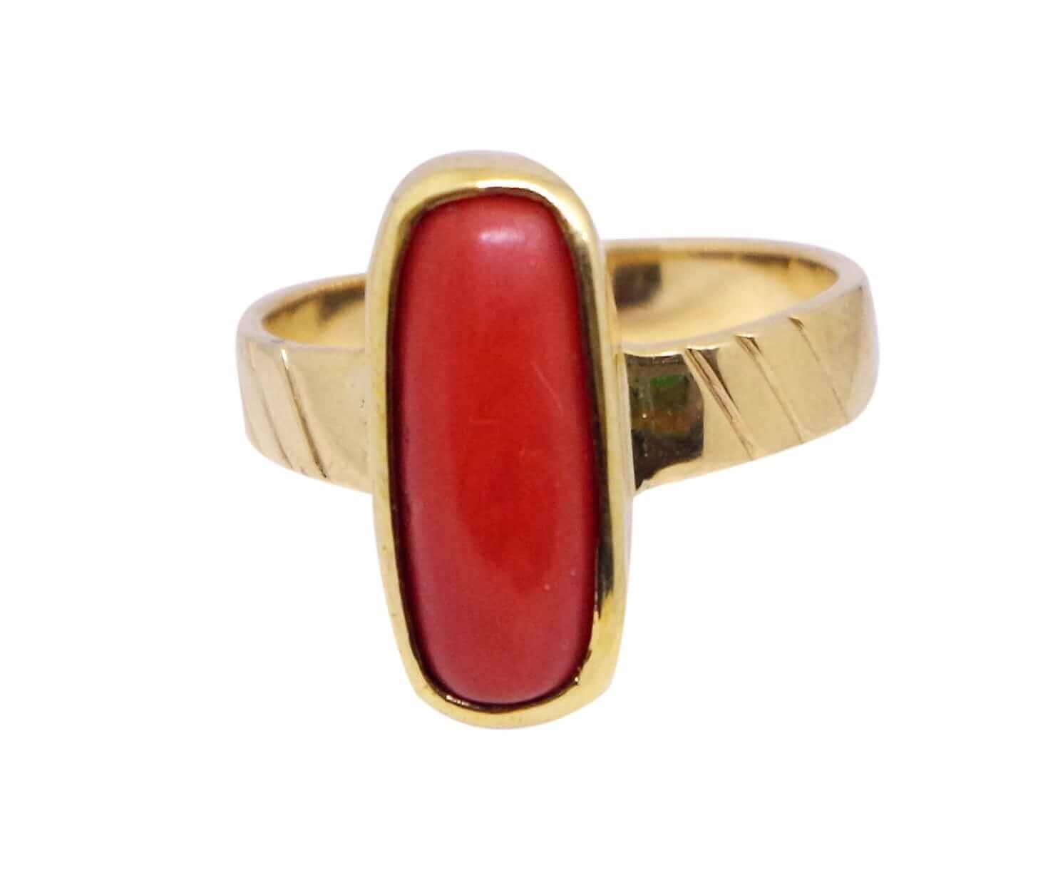 Vintage red coral gold ring - Rocks and Clocks