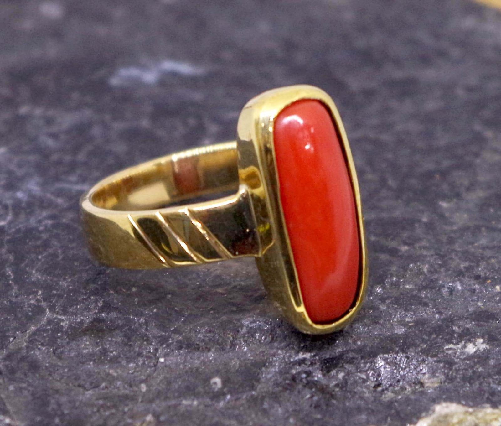 Buy Handmade Ring, Red Coral Ring, 18K Yellow Gold Plated Ring, Brass Ring,  Oval Stone Ring, Bezel Set Ring, Gold Statement Ring, Womens Ring Online in  India - Etsy