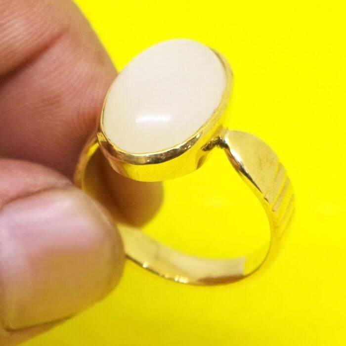 Kyra' White Opal Ring 14ct Yellow Gold - Black Star Opal