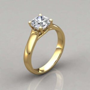 Cross Prong Moissanite Ring With Nice Cutting In Starling Silver With Gold Plated