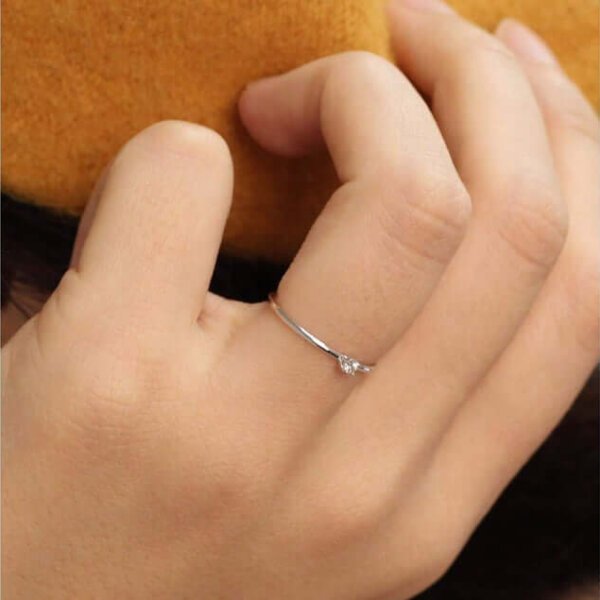 thin moissanite ring