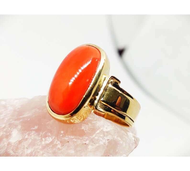 Red Coral Gold Ring (Design AC3) | GemPundit