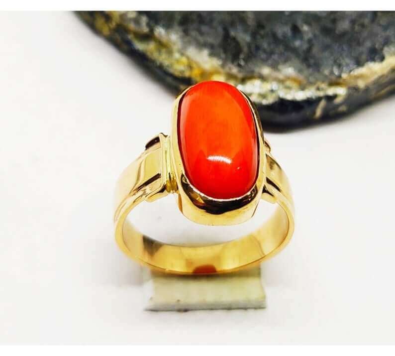 Natural Certified Red Coral/moonga 4.00 11.00 Ct. Gemstone Unisex Ring in  Panchadhatucooper,birthstone Jewelry Coral Ring by KEVAT GEMS - Etsy