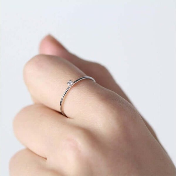 thin moissanite ring
