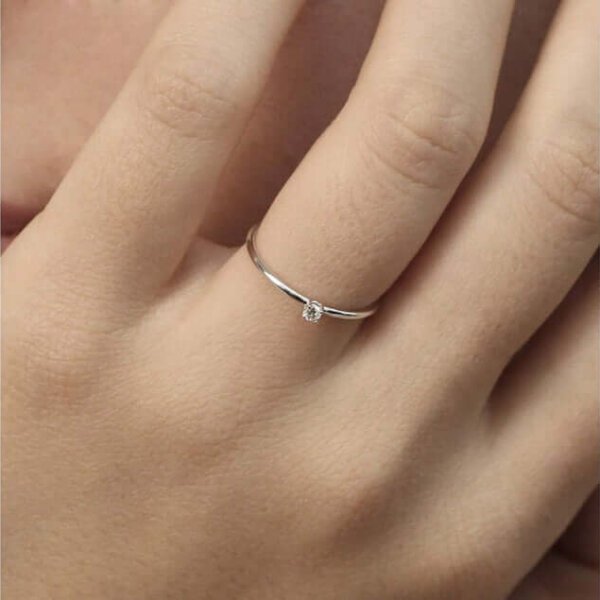 thin moissanite ring