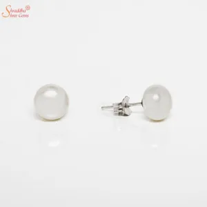 Natural White Pearl Ear Ring In Sterling Siler