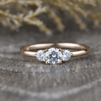 3 moissanite diamond ring