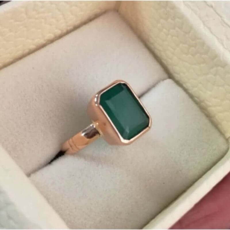 6.25 Ratti Natural Panna Stone Gold Plated Ring Natural Emerald Stone And  Lab Certified Men Women
