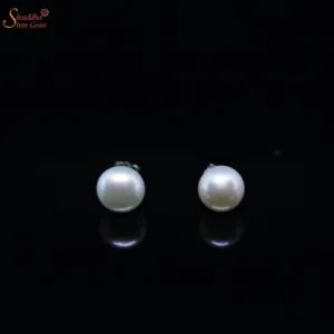Natural White Pearl Ear Ring In Sterling Siler