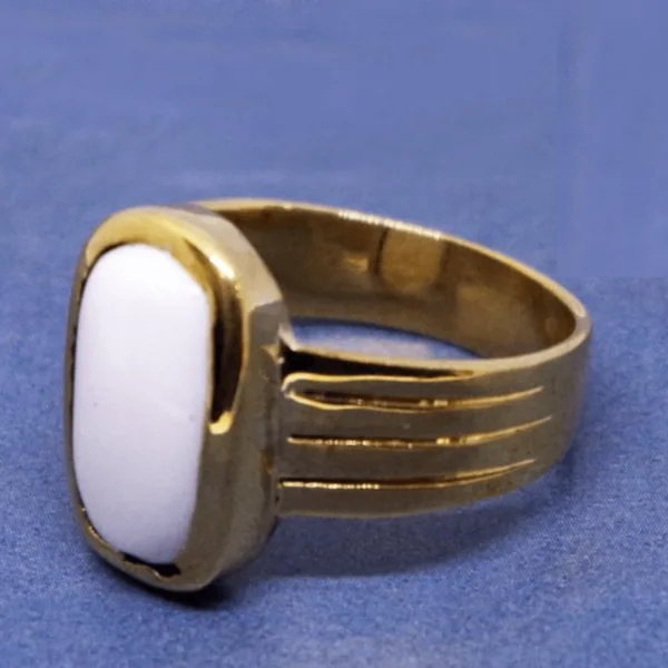 Natural And Certified White Coral Ring / Moonga Ring