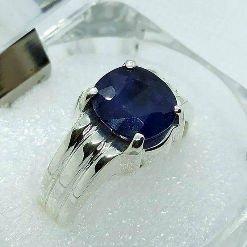 Buy Natural Certified Blue Sapphire/ Neelam Rashi Ratan Astrological  Purpose Ring in 92.5 Sterling Silver for Men and Women Online in India -  Etsy