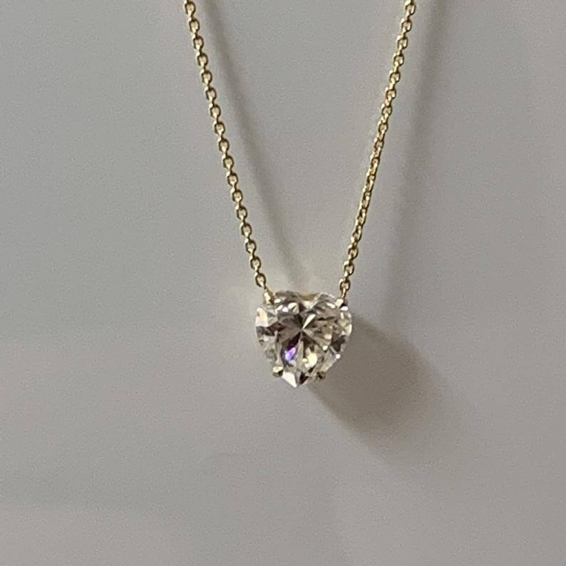Pave Diamond Heart Shaped Necklace – The Diamondaire Shop