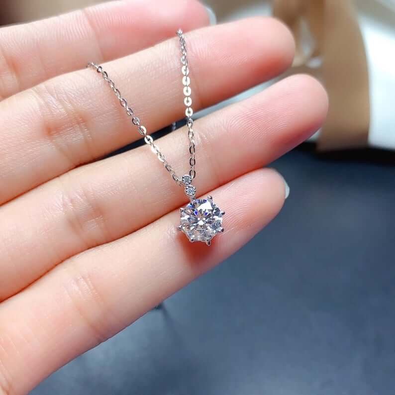 1ct 3ct 5ct Single Moissanite Diamond Pendant Necklace (2 Colours Avai –  HollowayJewellery