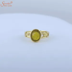natural yellow sapphire ring in panchdhatu