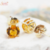 Glossy natural and certified citrine earring tops in sterling silver