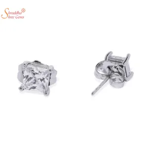 princess moissanite earring tops in sterling silver