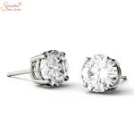 moissanite diamond earring tops in sterling silver