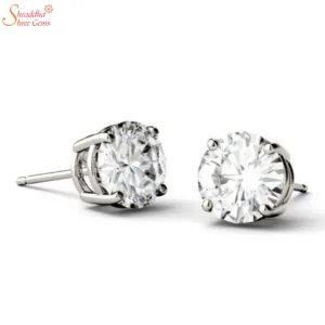 moissanite diamond earring tops in sterling silver