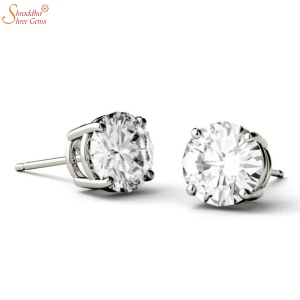 moissanite diamond earring tops in sterling silver