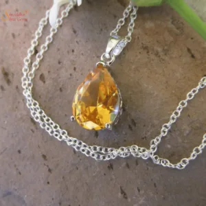 pear shape citrine pendant in sterling silver