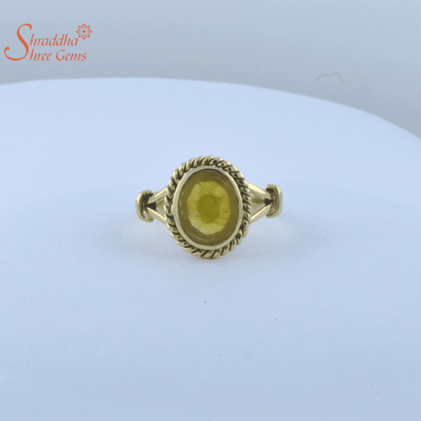 laboratory certified yellow sapphire ring in panchdhatu
