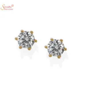 Glossy Moissanite Earring tops In Sterling silver