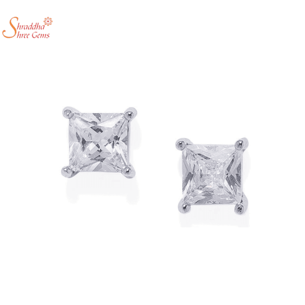 princess moissanite earring tops in sterling silver