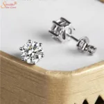 moissanite diamond earring tops in sterling silver