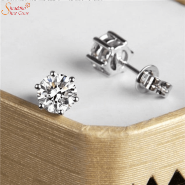moissanite diamond earring tops in sterling silver