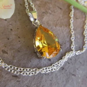 pear shape citrine pendant in sterling silver
