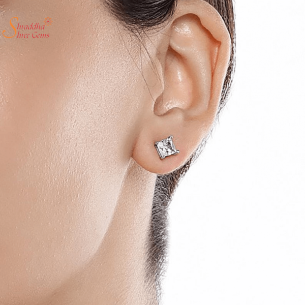 princess moissanite earring tops in sterling silverprincess moissanite earring tops in sterling silver