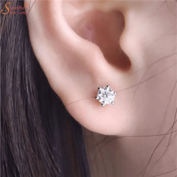 moissanite diamond earring tops in sterling silver