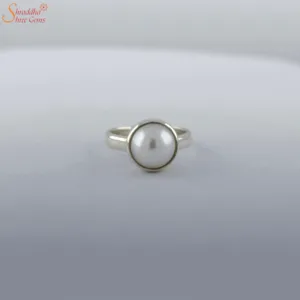 natural and certified pearl ring in sterling silver