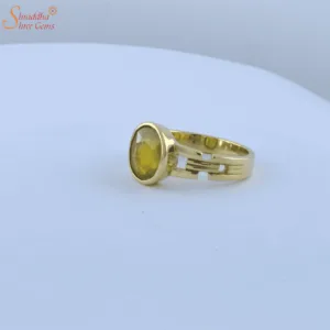 natural yellow sapphire ring in panchdhatu