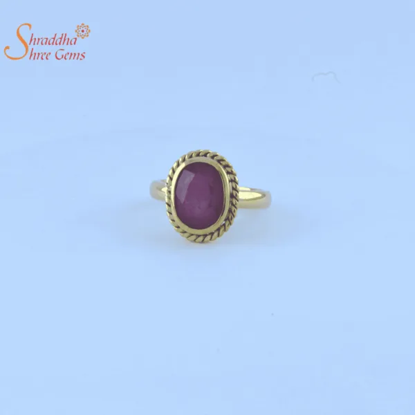 Laboratory certified ruby/manik ring in panchdhatu