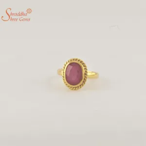 Laboratory certified ruby/manik ring in panchdhatu