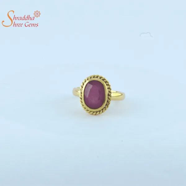Laboratory certified ruby/manik ring in panchdhatu