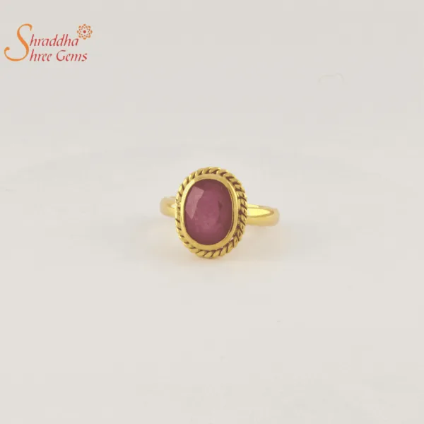 Laboratory certified ruby/manik ring in panchdhatu