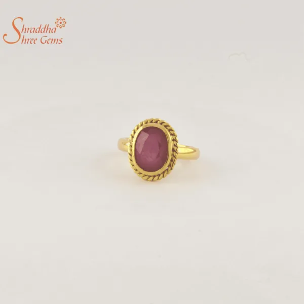Laboratory certified ruby/manik ring in panchdhatu