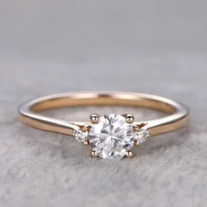 gold plating moissanite ring in sterling silver