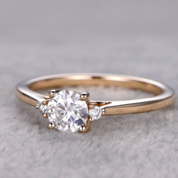 gold plating moissanite ring in sterling silver