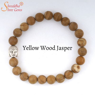 Saans Mart Natural Stone Yellow Jasper Tumble Bracelet For Man, Woman, Boys  & Girls- Color: Yellow (Pack of 1 Pc.) - Saans Mart India