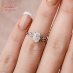Moissanite Diamond Engagement Ring In Silver And Gold