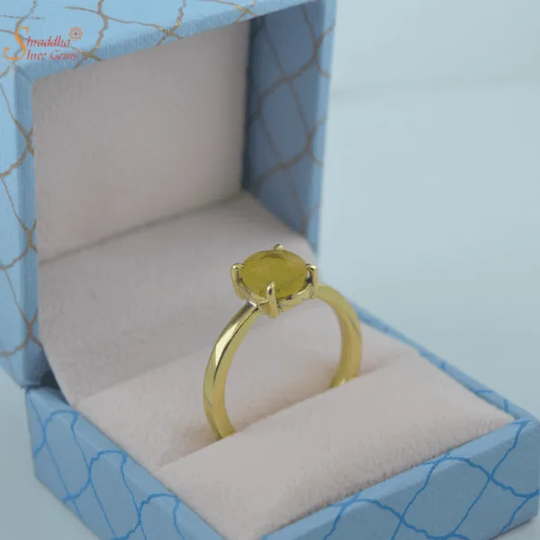 Silver And Gold Yellow Sapphire Ring Pukhraj Ring