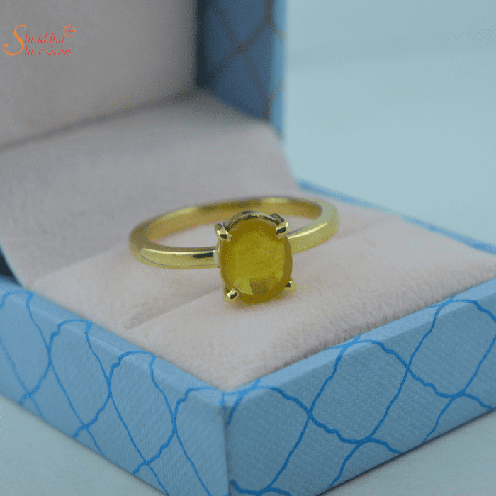 Buy MBVGEMS YELLOW SAPPHIRE RING 8.25 Carat PUKHRAJ RING GOLD PLATED  Adjustable Ring Gemstone Ring for Men and Women (Lab - Tested) at Amazon.in