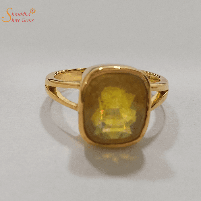 Buy 18 Karat Yellow Gold Handmade Ring Fabulous Band Yellow Sapphire pukhraj  in Hindi Stone Unisex Jewelry From Rajasthan India Ring38 Online in India -  Etsy