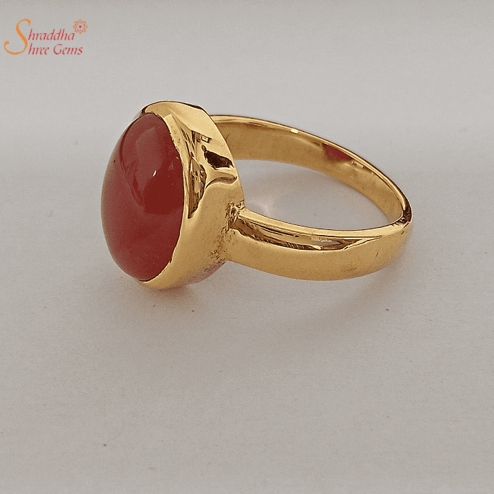 Red Square Stone Ring – 14K Yellow Gold - GREEK ROOTS