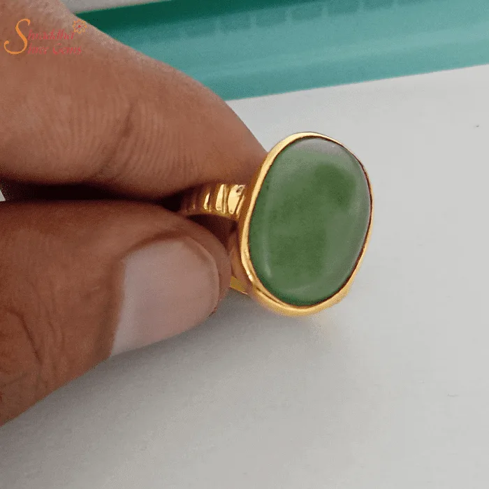 moldavite gemstone gold and silver ring