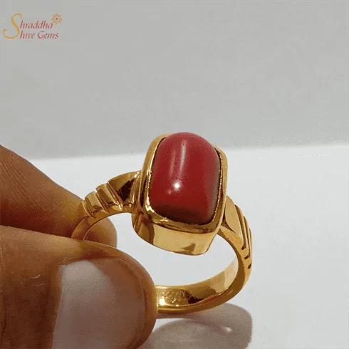 Natural Coral Ring, Moonga Ring